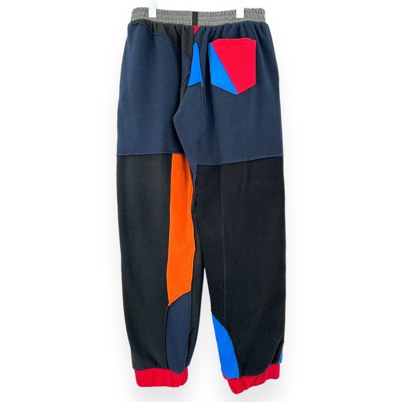 NWT Bethany Williams AW20 Multicolor "NRPF" Recycled Fleece Joggers sz M - Picture 2 of 8